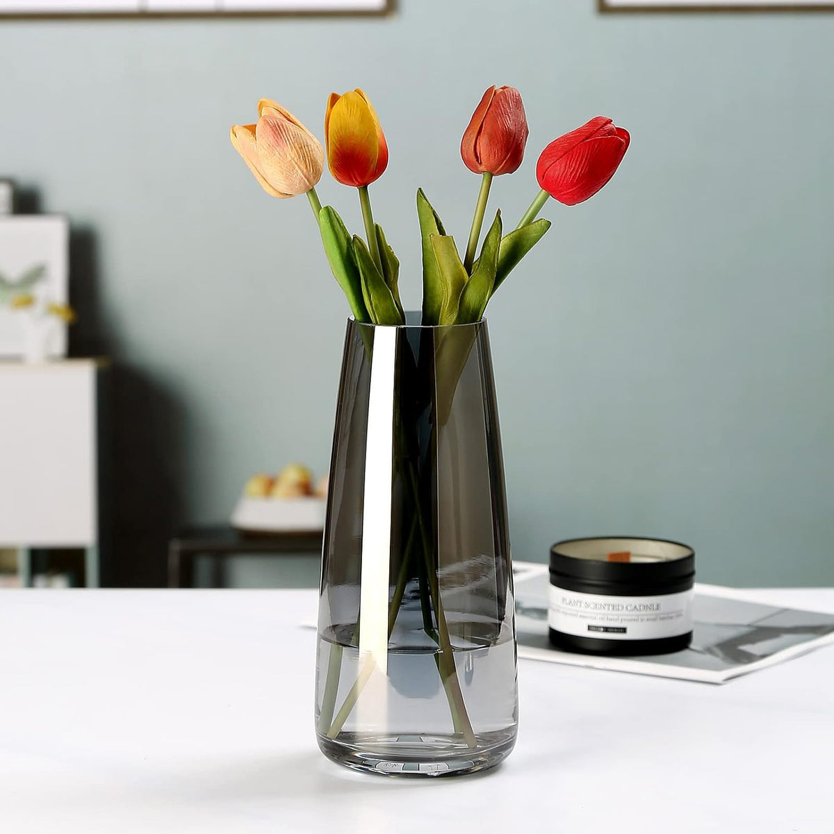 Große Vase aus Rauchglas: Moderne Wohn und Büro Deko