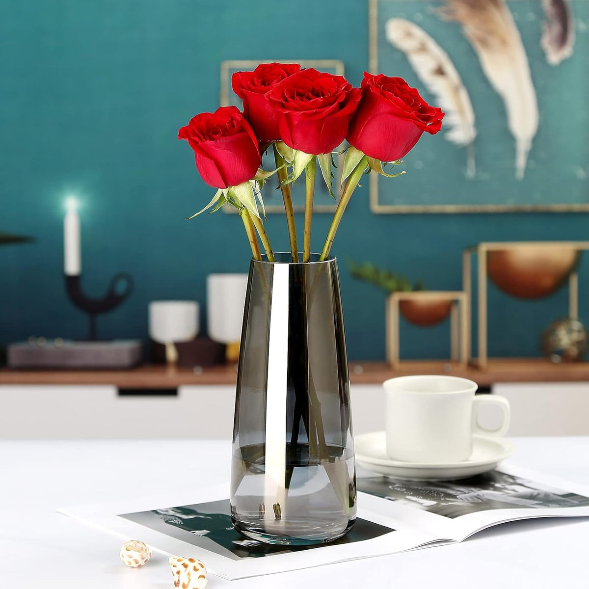 Große Vase aus Rauchglas: Moderne Wohn und Büro Deko